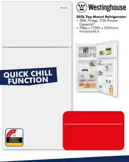 The Good Guys Westinghouse 503L Top Mount Refrigerator offer