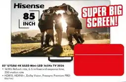 The Good Guys Hisense 85* U7SAU 4K ULED Mini-LED 165Hz TV 2026 offer