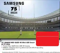The Good Guys Samsung 75" QN80H NEO QLED 4K Mini-LED Smart AI TV 2026 offer