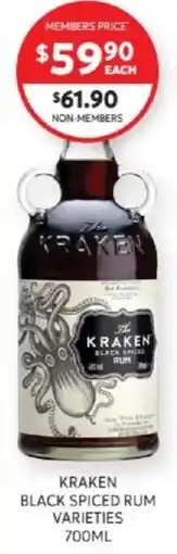 Harry Brown Kraken Black Spiced Rum Varieties offer