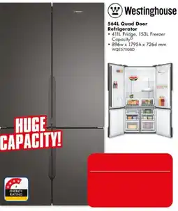 The Good Guys Westinghouse 564L Quad Door Refrigerator offer