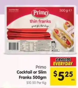 Spar Primo thin franks offer