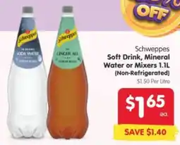 Spar Schweppes Soft Drink, Mineral Water or Mixers offer