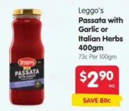Spar Leggo's Passata with Garlic or Italian Herbs offer