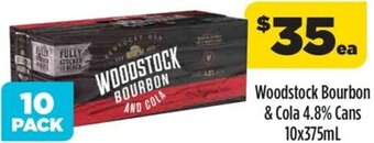 Liquorland Woodstock Bourbon & Cola 4.8% Cans 10x375ml offer