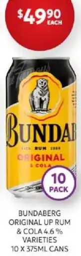 Harry Brown Bundaberg Original Up Rum & Cola offer