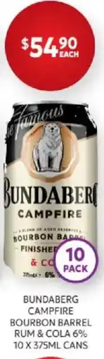 Harry Brown Bundaberg Campfire Bourbon Barrel Rum & Cola offer
