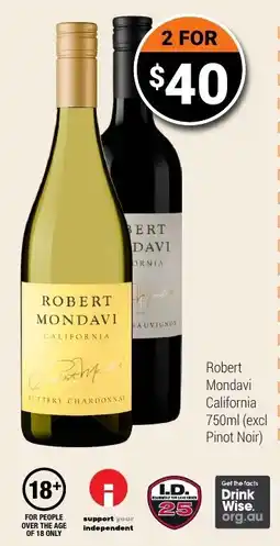 Super Cellars Robert Mondavi California Chardonnay offer