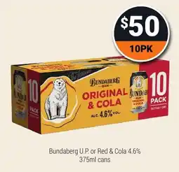 Super Cellars Bundaberg U.P. or Red & Cola offer
