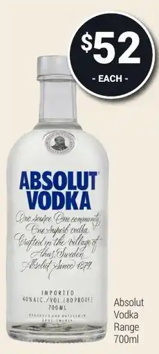 Super Cellars Absolut Vodka offer