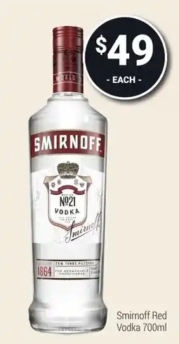Super Cellars Smirnoff Red Vodka offer
