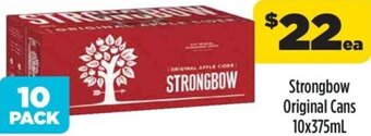 Liquorland Strongbow Original Cans 10x375ml offer