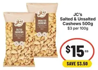 JC's Salted & Unsalted Cashews