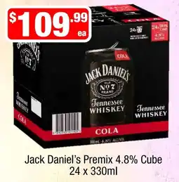 Liquor Stax Jack Daniel's Premix 4.8% Cube offer