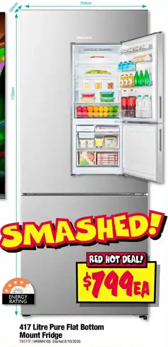 Hisense 417 Litre Pure Flat Bottom Mount Fridge