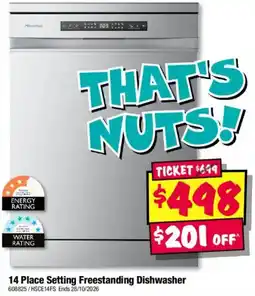 JB Hi-Fi Hisense 14 Place Setting Freestanding Dishwasher offer