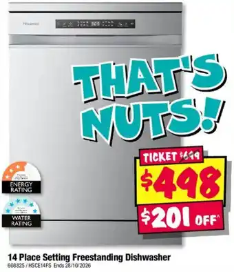 Hisense 14 Place Setting Freestanding Dishwasher