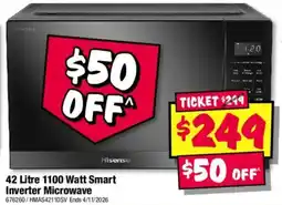 JB Hi-Fi 42 Litre 1100 Watt Smart Inverter Microwave Hisense offer