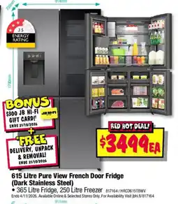 JB Hi-Fi 615 Litre Pure View French Door Fridge (Dark Stainless Steel) offer