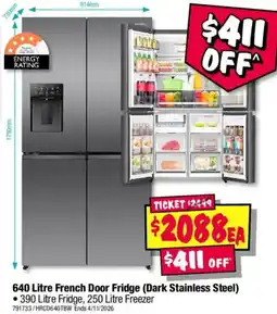 JB Hi-Fi 640 Litre French Door Fridge (Dark Stainless Steel) offer