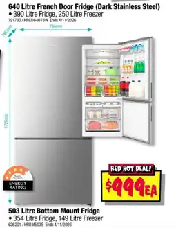 JB Hi-Fi 640 Litre French Door Fridge (Dark Stainless Steel) offer