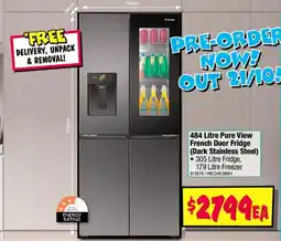JB Hi-Fi 484 Litre Pure View French Door Fridge (Dark Stainless Steel) offer