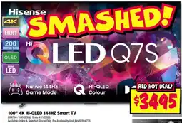 JB Hi-Fi Hisense 100" 4K Hi-QLED 144HZ Smart TV offer