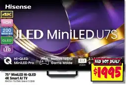 JB Hi-Fi Hisense 75" MiniLED Hi-QLED 4K Smart AI TV offer