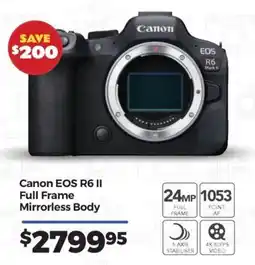 Teds Cameras Canon EOS R6 II Full Frame Mirrorless Body offer