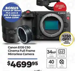 Teds Cameras Canon EOS C50 Cinema Full Frame Mirrorless Camera offer