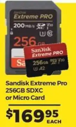 Teds Cameras Sandisk Extreme Pro 256GB SDXC or Micro Card offer