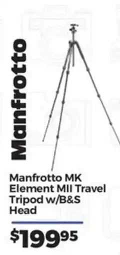Teds Cameras Manfrotto MK Element MII Travel Tripod w/B&S Head offer