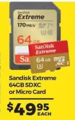 Teds Cameras Sandisk Extreme 64GB SDXC or Micro Card offer