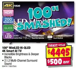 JB Hi-Fi 100" MiniLED Hi-QLED 4K Smart AI TV offer