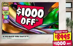 JB Hi-Fi 4K RGB MiniLED 180Hz Smart AI TV offer