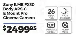 Teds Cameras Sony ILME FX30 Body APS-C E Mount Pro Cinema Camera offer