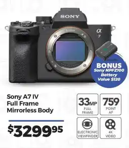 Teds Cameras Sony A7 IV Full Frame Mirrorless Body offer