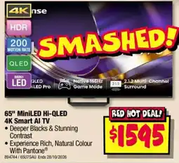JB Hi-Fi 65" MiniLED Hi-QLED 4K Smart AI TV offer