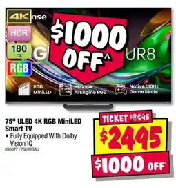 JB Hi-Fi 75" ULED 4K RGB MiniLED Smart TV offer