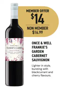Dan Murphy's Once & Well Frankie's Garden Cabernet Sauvignon offer