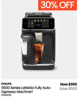 Myer Philips 5500 Series LatteGo Fully Auto Espresso Machine offer