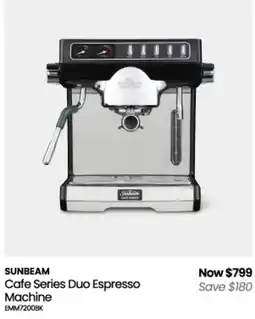 Myer Sunbeam Cafe Series Duo Espresso Machine offer
