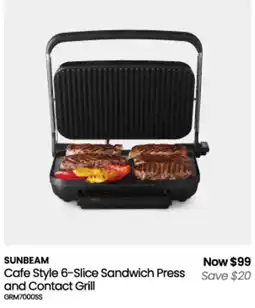 Myer Sunbeam Cafe Style 6-Slice Sandwich Press and Contact Grill offer