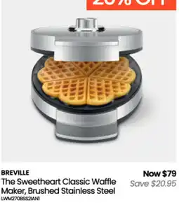 Myer Breville The Sweetheart Classic Waffle Maker, Brushed Stainless Steel offer