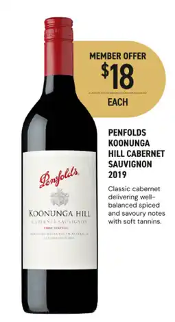 Dan Murphy's Penfolds Koonunga Hill Cabernet Sauvignon offer