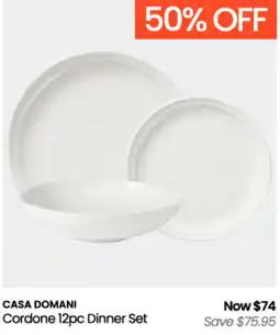 Myer Casa Domani Cordone 12pc Dinner Set offer