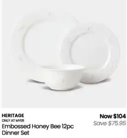 Myer Heritage Embossed Honey Bee 12pc Dinner Set offer