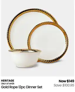 Myer Heritage Gold Rope 12pc Dinner Set offer