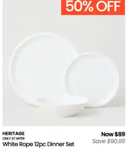 Myer Heritage White Rope 12pc Dinner Set offer