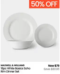 Myer Maxwell & Williams 18pc White Basics Soho Rim Dinner Set offer
